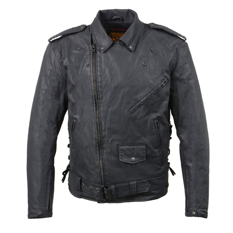 Milwaukee Leather MDM1020 Men's Black Classic 'Waxed' MC Denim Jacket with Armor