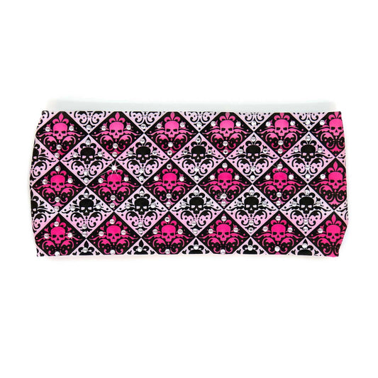 Milwaukee Leather | Bling Designed Wide Headbands-Headwraps for Women Biker Bandana with Fleur De Skulls - MLA8022