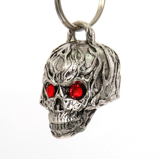 Milwaukee Leather MLB9011 'Flamed Skull with Red Eyes' Motorcycle Good Luck Bell | Key Chain Accessory for Bikers