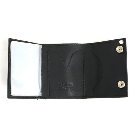 Milwaukee Leather MLW7832 Men's 4” Leather “Flamed” Tri-Fold Biker Wallet w/ Anti-Theft Stainless Steel Chain