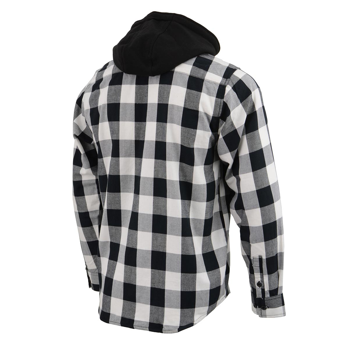 NexGen MNG11629 Men's Black and White Long Sleeve Cotton Flannel Shirt with Hoodie