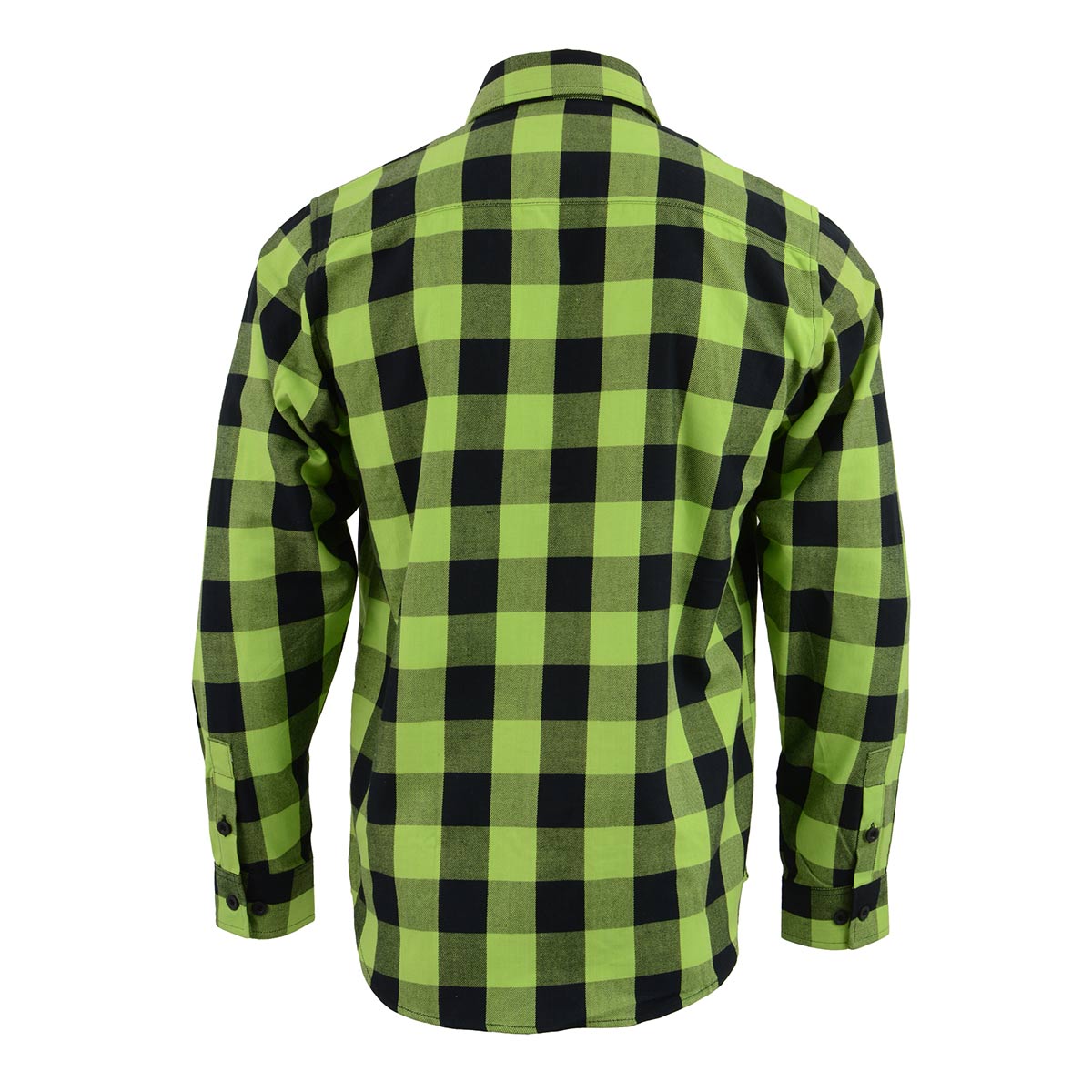 NexGen MNG11632 Men's Black and Neon Green Long Sleeve Cotton Flannel Shirt