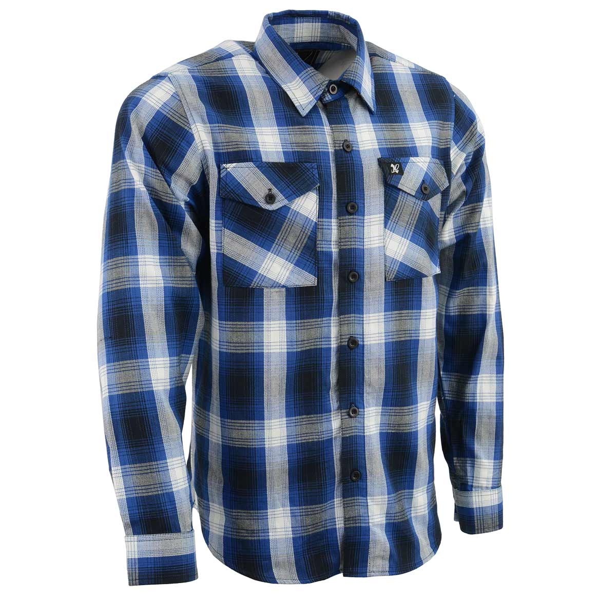 NexGen MNG11635 Men's Blue and White Long Sleeve Cotton Flannel Shirt
