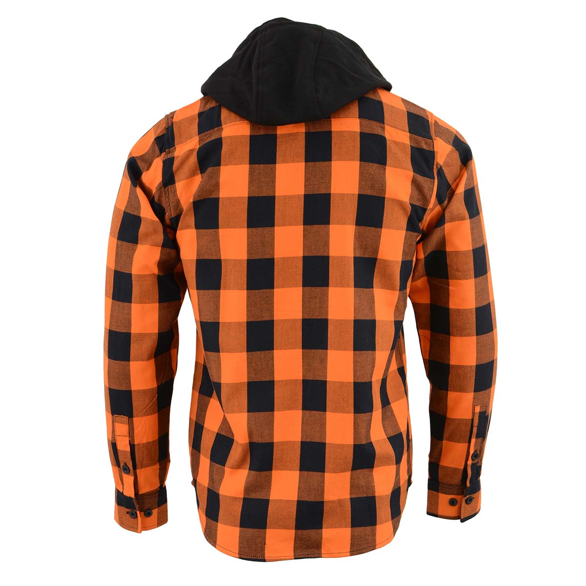 NexGen MNG11642 Men's Orange and Black Long Sleeve Cotton Flannel Shirt with Hoodie