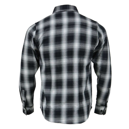 Milwaukee Leather MNG11654 Men's Black and White Long Sleeve Cotton Flannel Shirt