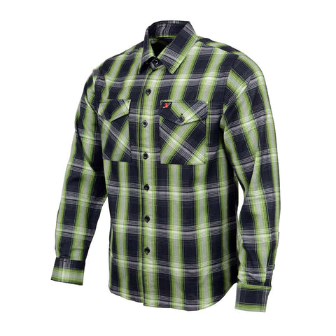 Milwaukee Leather MNG11657 Men's Black and Green with White Long Sleeve Cotton Flannel Shirt