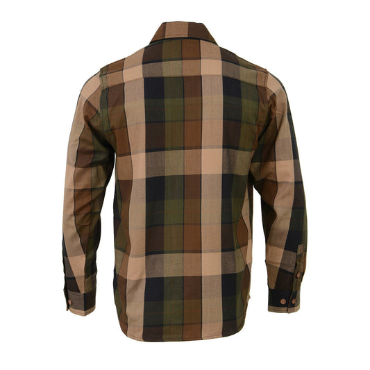 Milwaukee Leather MNG11667 Men's Brown and Beighe Long Sleeve Cotton Flannel Shirt