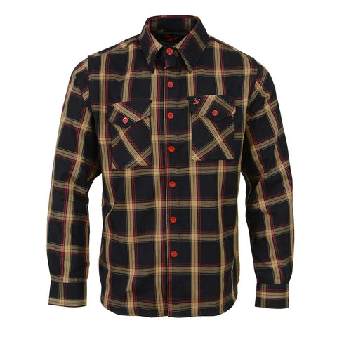 Milwaukee Leather MNG11669 Men's Black and Yellow with Red Long Sleeve Cotton Flannel Shirt