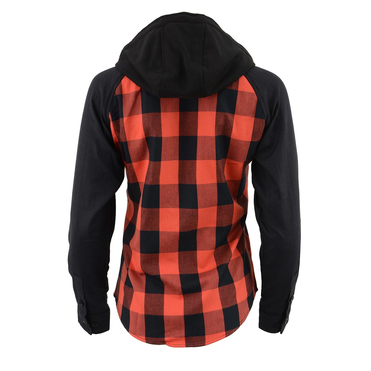 NexGen MNG21602 Women's Casual Black and Red Long Sleeve Cotton Flannel Shirt with Hoodie