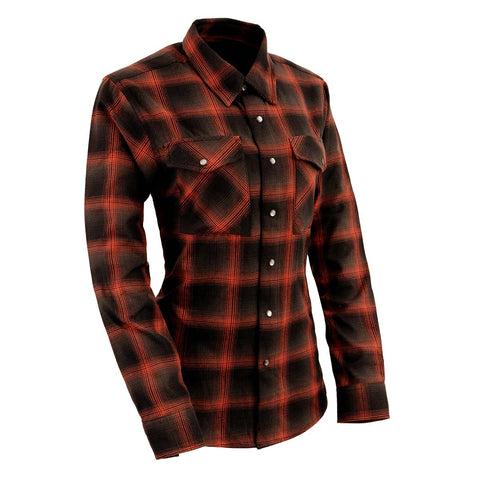 NexGen MNG21607 Women's Casual Red and Black Long Sleeve Cotton Casual Flannel Shirt