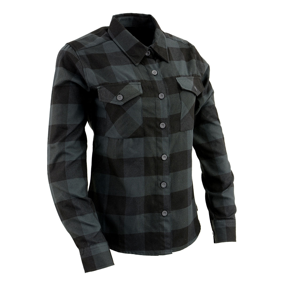 NexGen MNG21608 Women's Casual Dark Gray and Black Long Sleeve Cotton Casual Flannel Shirt