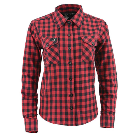 NexGen MNG21609 Women's Casual Red and Black Long Sleeve Cotton Casual Flannel Shirt