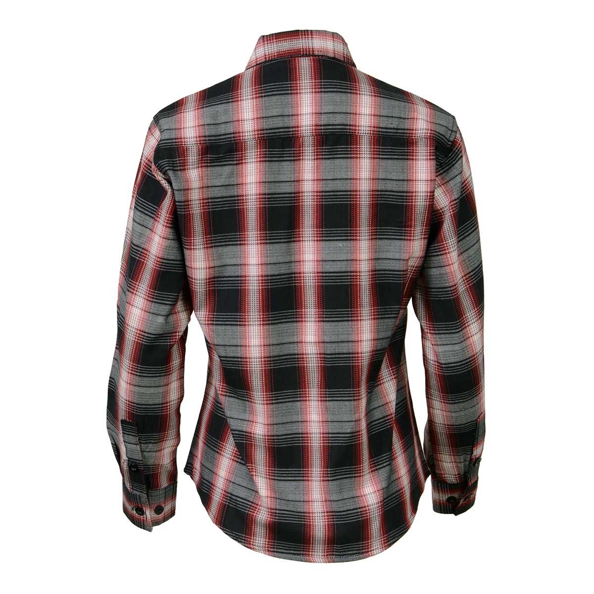 Milwaukee Leather MNG21613 Women's Black and Red with White Long Sleeve Cotton Flannel Shirt