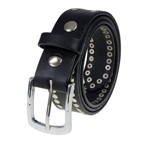 Milwaukee Leather MP7104 Men's Studded Black Genuine Leather Belt for Biker with Buckle - 1.5 inches Wide