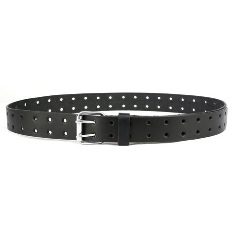 Milwaukee Leather MP7121 Men's Double Prong - Black Genuine Leather Belt with Interchangeable Buckle - 1.5 inches Wide