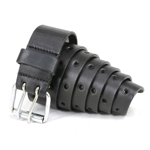 Milwaukee Leather MP7121 Men's Double Prong - Black Genuine Leather Belt with Interchangeable Buckle - 1.5 inches Wide