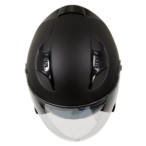 Milwaukee Performance Helmets MPH9805DOT Shift Open Face 3/4 Matte Black Helmet Biker w/ Drop Down Visor