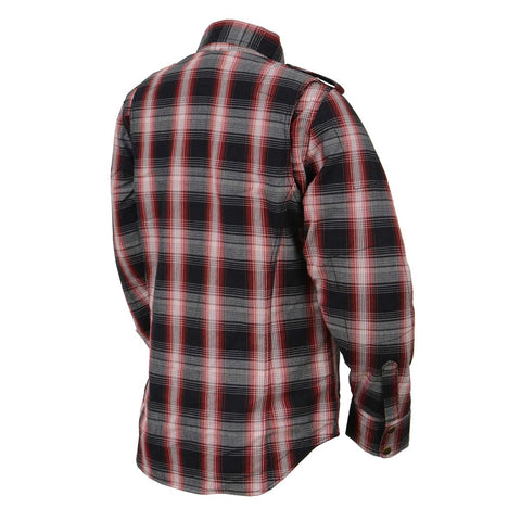 Milwaukee Leather MPL2604 Women’s Plaid Flannel Biker Shirt with CE Approved Armor - Reinforced w/ Aramid Fiber
