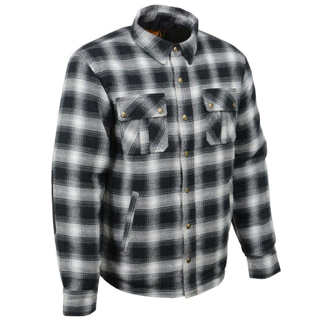 Milwaukee Leather MPM1638 Men's Black and White Checkered Flannel Motorcycle Riding Shirt