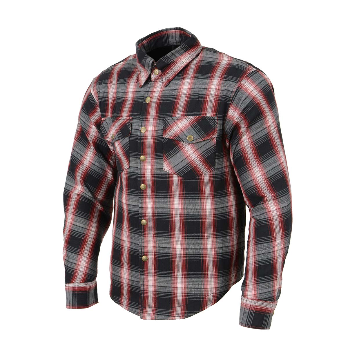 Milwaukee Leather MPM1653 Men's Plaid Flannel Biker Shirt with CE Approved Armor - Reinforced w/ Aramid Fibers