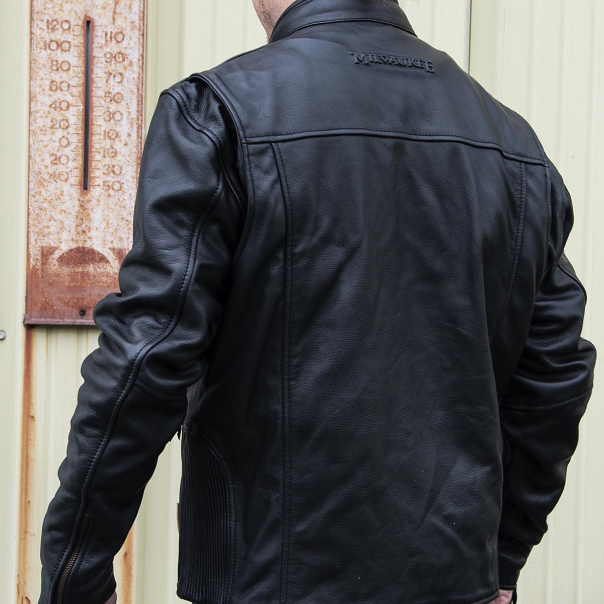 Milwaukee Motorcycle Clothing Company MV5020 Men's Black Motorcycle Leather Jacket with Scotter Collar