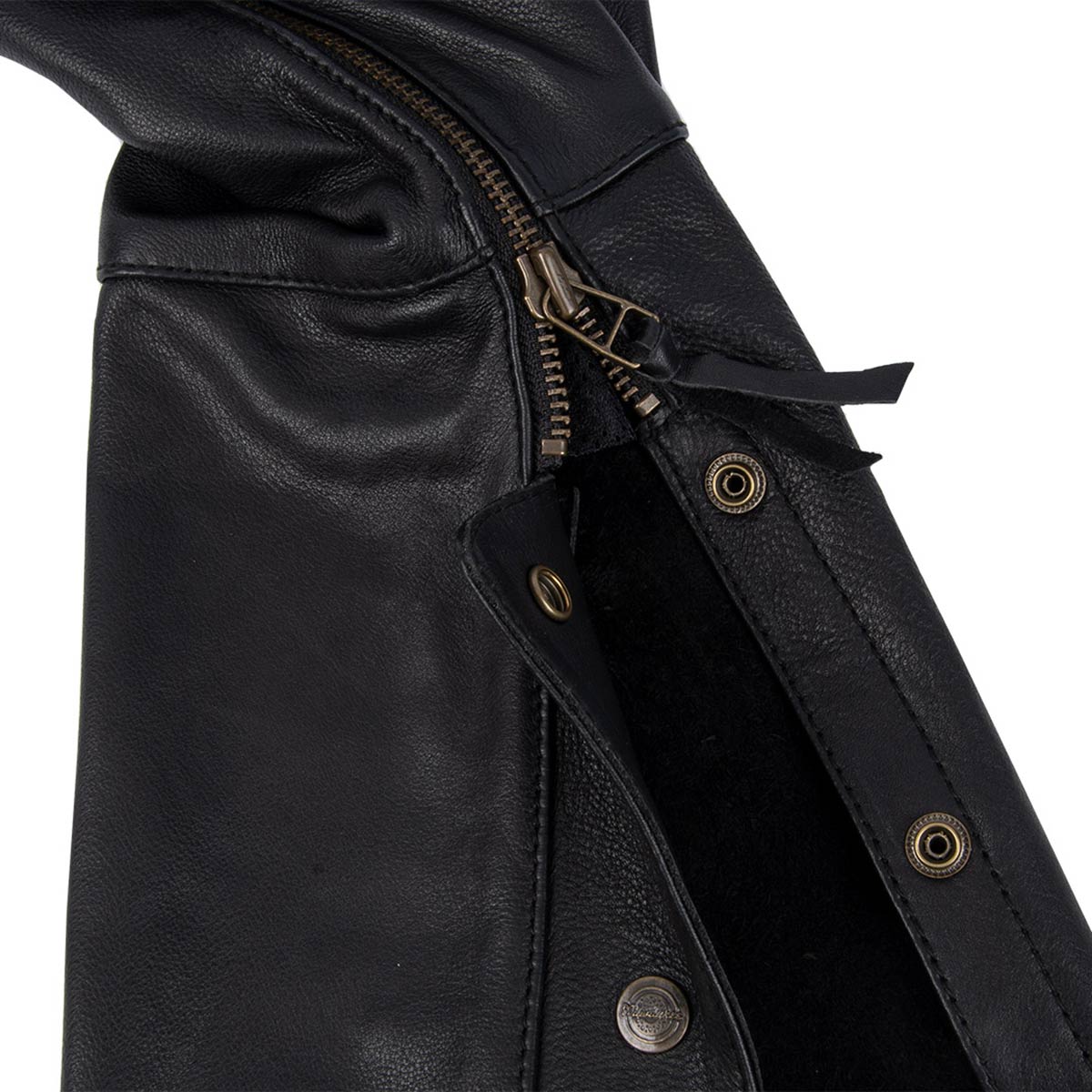 Milwaukee Motorcycle Clothing Company MV8020 Men's Black Leather Motorcycle Chaps with Gusset Thigh