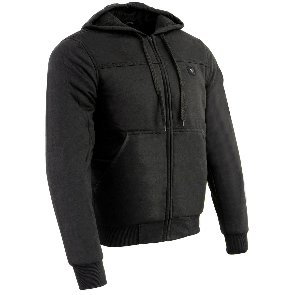 Nexgen Heat MPM1713 Men's Black 'Fiery' Heated Hoodies - Front Zipper Textile Heated Jacket for Winter w/Battery Pack