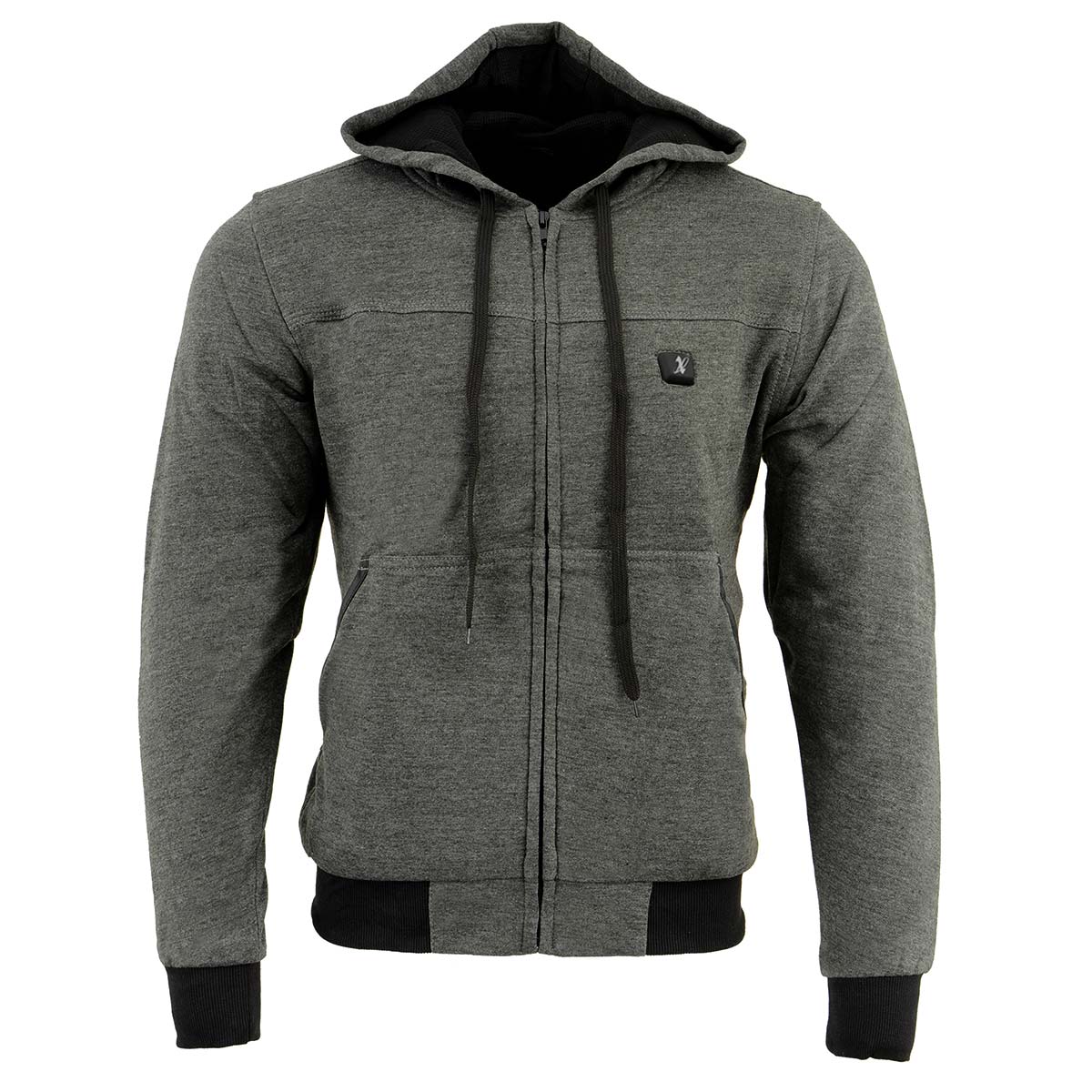 Nexgen Heat NXM1713SET Men's Grey 'Fiery' Heated Hoodies - Front Zipper Textile Heated Jacket for Winter w/Battery Pack
