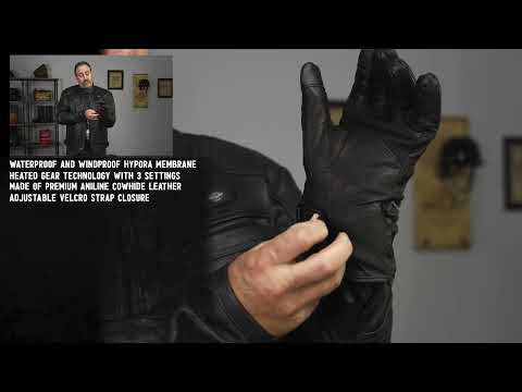 Milwaukee Leather MG7513 Men's Black ‘Heated’ Gauntlet Waterproof Winter Gloves with i-Touch