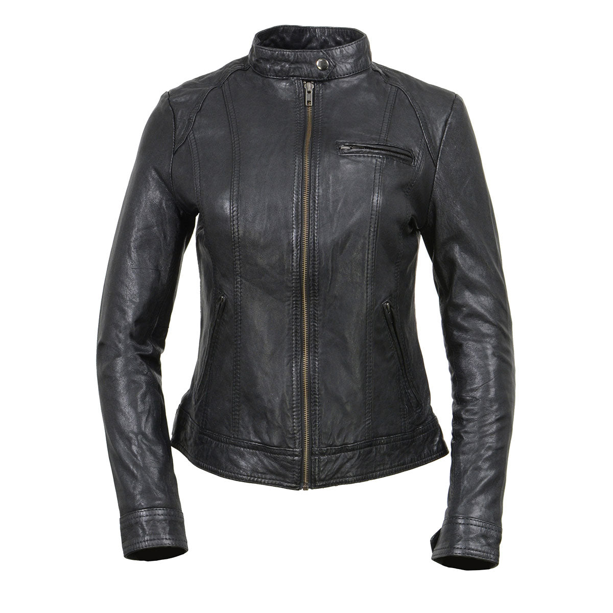 Milwaukee Leather Vintage SFL2811 Women's Black Zipper Front Motorcycle Casual Fashion Leather Jacket