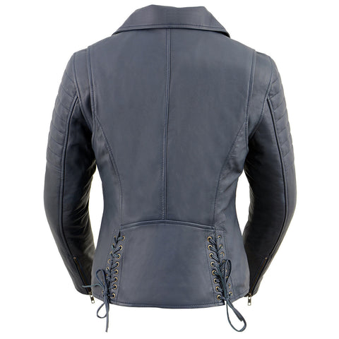 Milwaukee Leather SFL2870 Women's ‘Duchess’ Blue Motorcycle Style Fashion Casual Leather Jacket