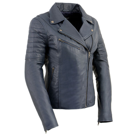 Milwaukee Leather SFL2870 Women's ‘Duchess’ Blue Motorcycle Style Fashion Casual Leather Jacket