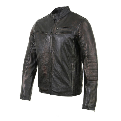 Milwaukee Leather SFM1809 Men's Two-Tone Euro Collar Cafe Style Leather Jacket