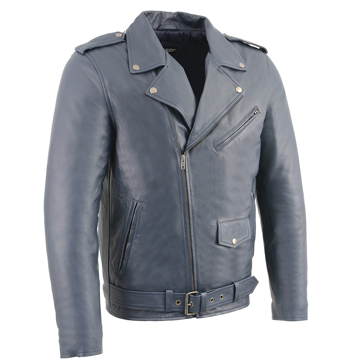 Milwaukee Leather SFM1890 Men's Blue Leather Classic Moto Leather Jacket