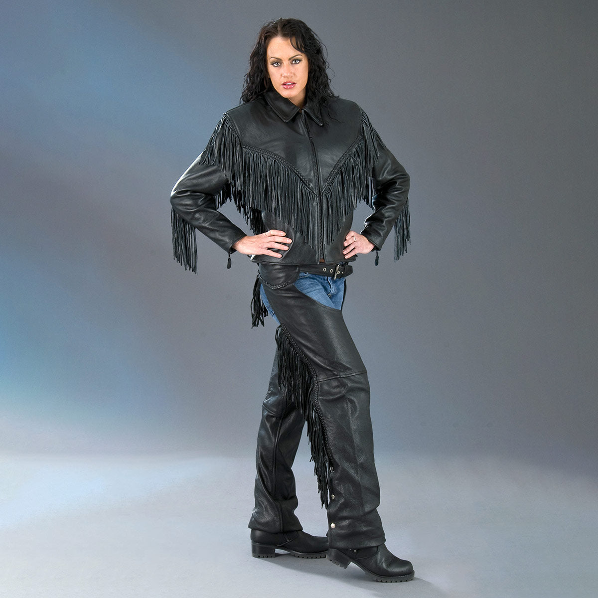 Milwaukee Leather SH1116 Women's Classic Braided Fringed Black