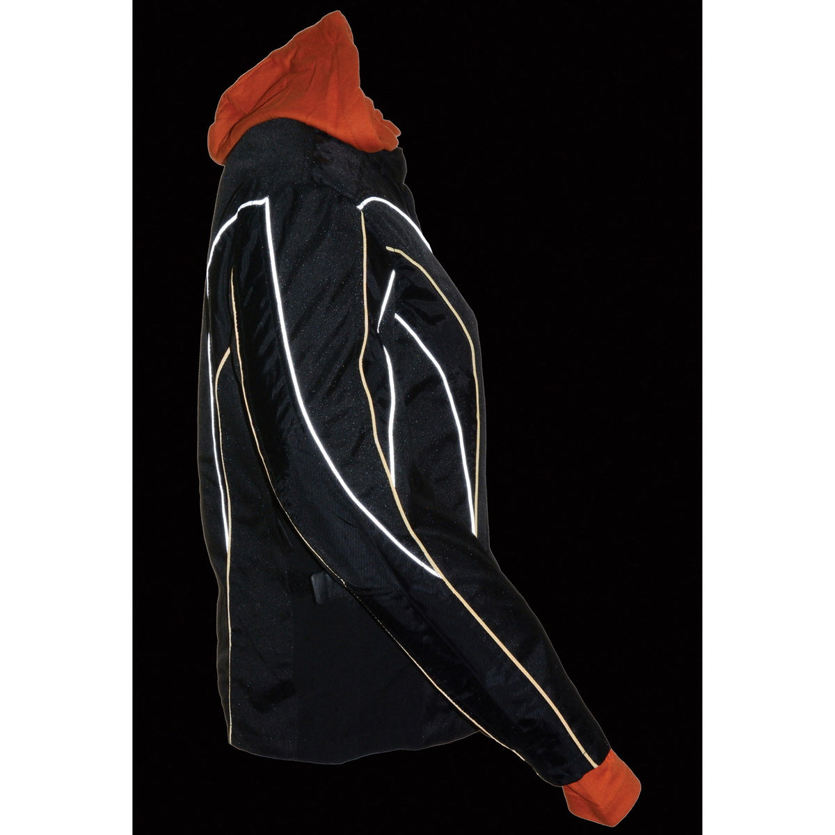 NexGen SH1960 Women's Black Hooded Textile Jacket with Reflective Piping