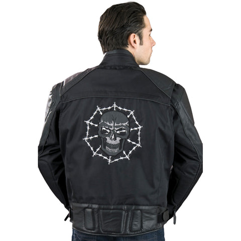 Milwaukee Leather SH1963 Men's Black 'Glow In The Dark Skull' Textile Motorcycle Jacket
