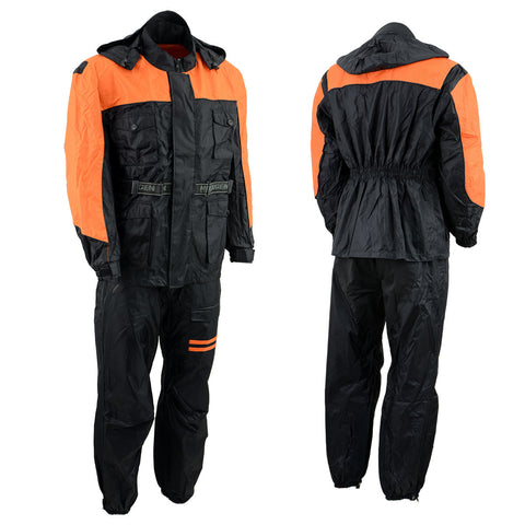 NexGen Men's SH2051 Black and Orange Hooded Water Proof Armored Rain Suit