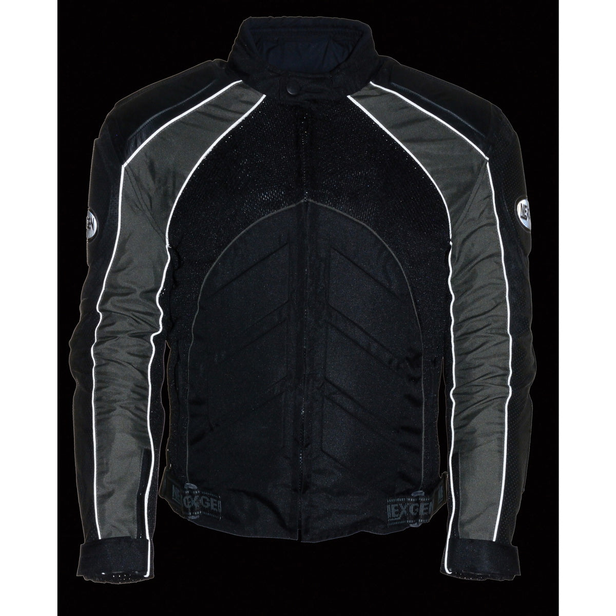 NexGen SH2153 Men's Black and Grey Armored Moto Textile and Leather Combo Jacket