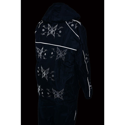 NexGen SH2342 Women's Black Water Resistant Rain Suit with Reflective Butterflies