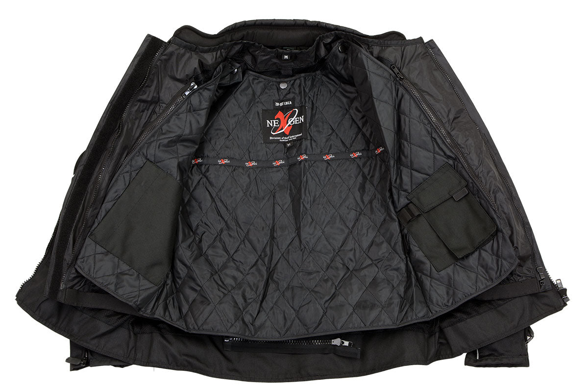 NexGen SH2376 Women's Black and Grey Nylon with Mesh Armored Racer Jacket with Built in Rain Jacket