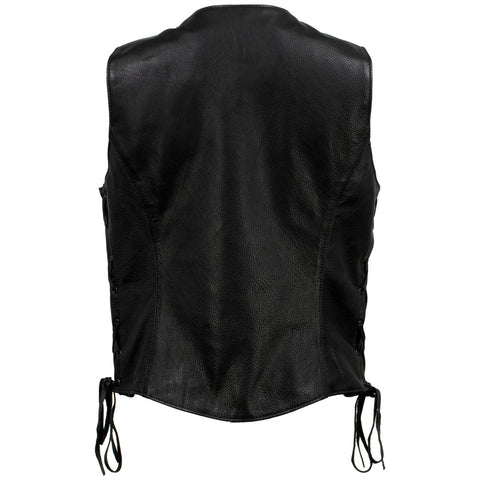Milwaukee Leather USA MADE MLVSL5002 Women's Black Kitten Leather Motorcycle Vest with Side Laces