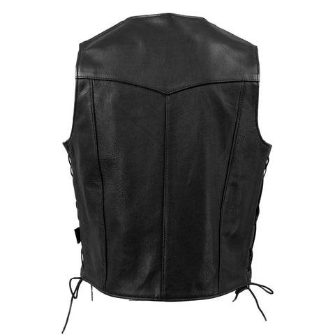 Milwaukee Leather USA MADE MLVSM5008 Men's Black 'Buster' Side Lace Premium Motorcycle Leather Vest