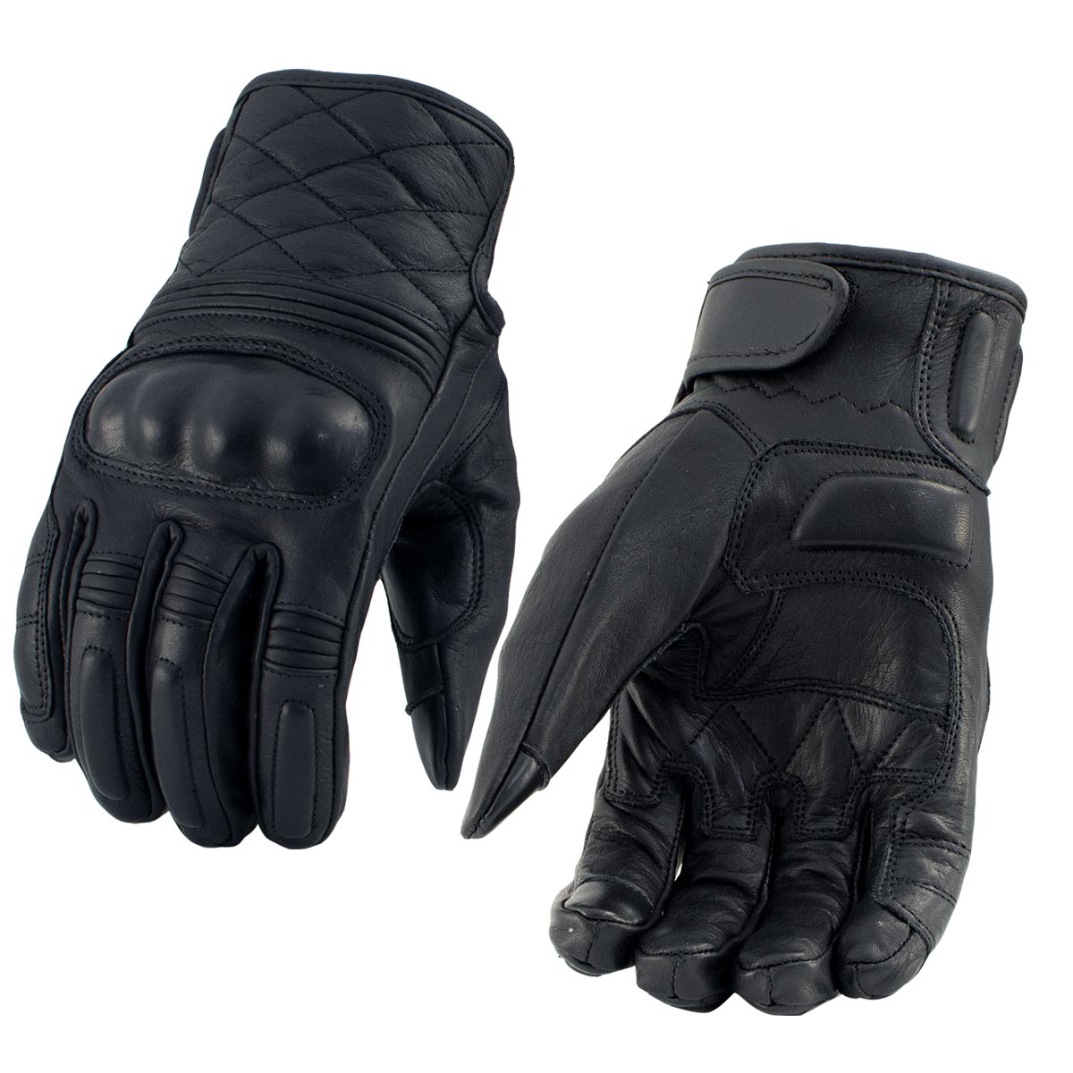 Xelement XG17500 Men's Black Leather 'Hard Knuckle' Racing Gloves