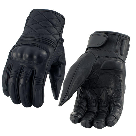 Xelement XG17500 Men's Black Leather 'Hard Knuckle' Racing Gloves