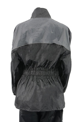 NexGen Ladies XS5001 Black and Grey Water Proof Rain Suit with Reflective Piping