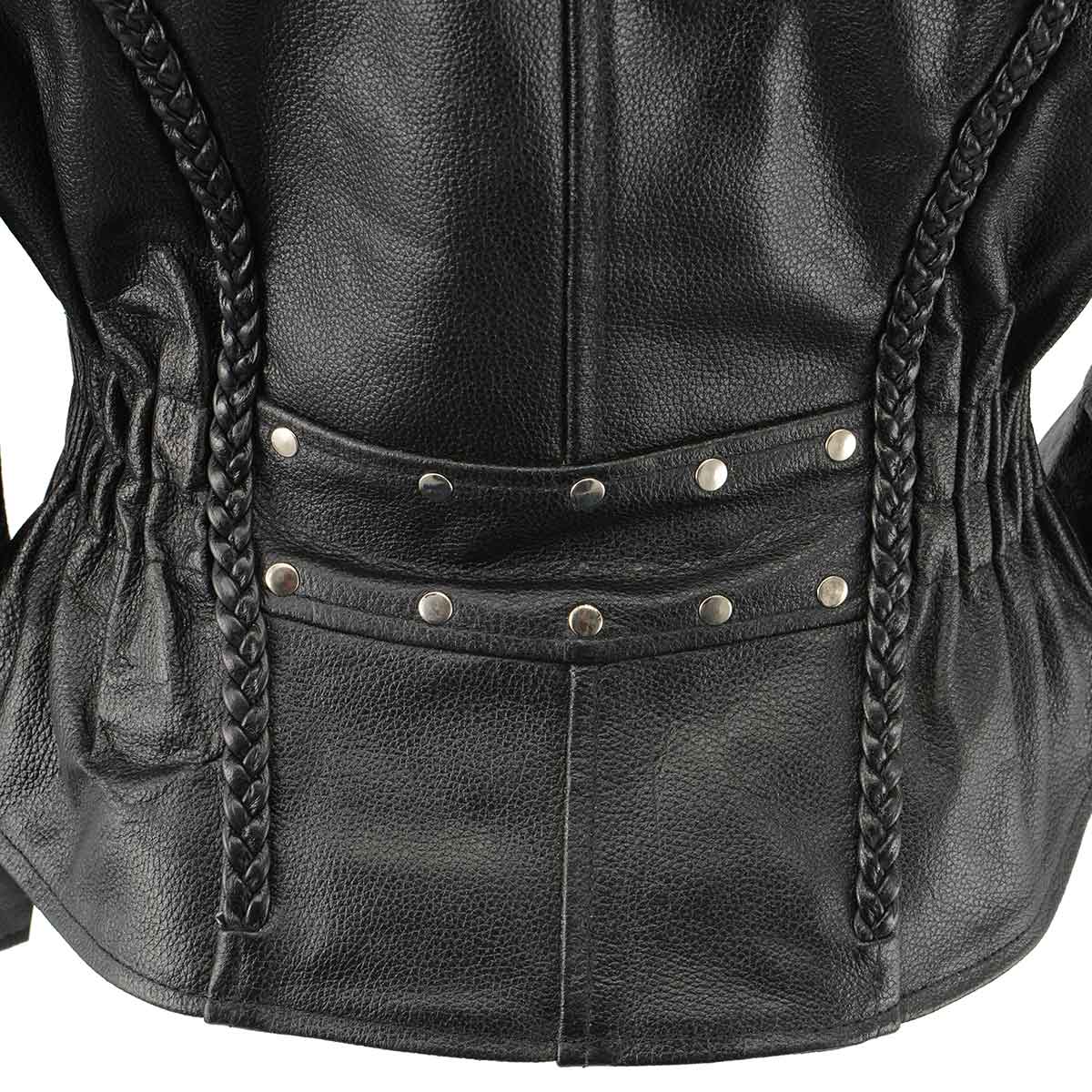 Milwaukee Leather SH7013 Women's Black 'Braided' Motorcycle Leather Jacket