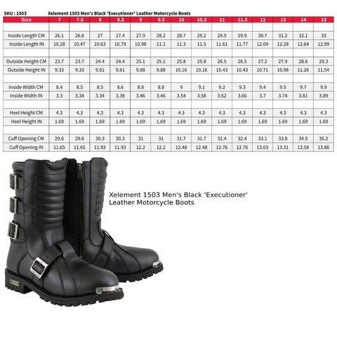 Xelement 1503 Men's Black 'Executioner' Leather Motorcycle Boots