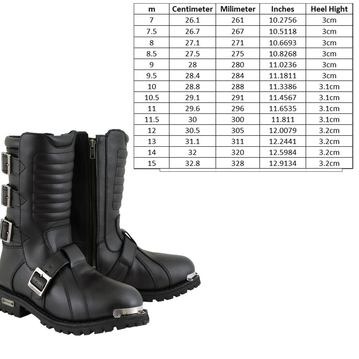 Xelement 1503 Executioner Men's Black Leather Motorcycle Boots