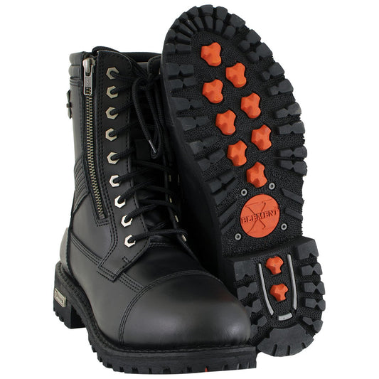 Xelement 1506 Men's 'Impact' Black Leather Lace-Up Motorcycle Biker Boots